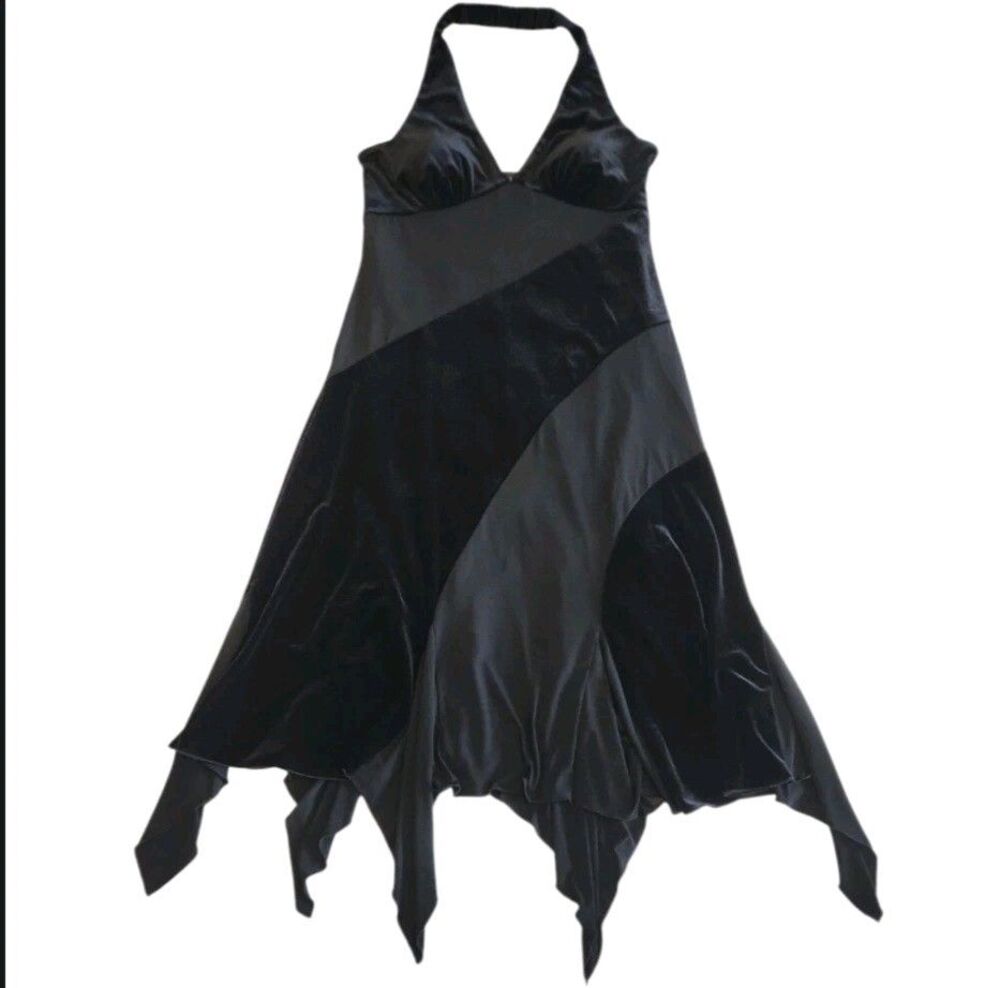 AB Studio Vintage 90s NEW Halter Black Maxi Witchy Whismygoth Gothic Women SZ M